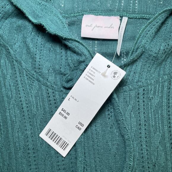 Urban Outfitters Out From Under Womens Lizzie Ruffle Sweater Teal Green L NWT - Picture 3 of 12